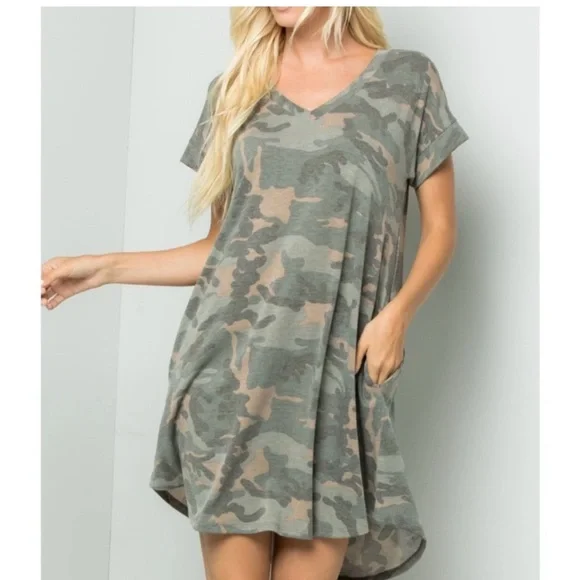 Sweet Lovely | Dresses | Womens Vneck Dress With Pockets Green Camo | Poshmark Sweet Lovely | Dresses | Womens Vneck Dress With Pockets Green Camo | Poshmark